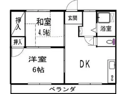 学園オアシス(2DK/2階)の間取り写真