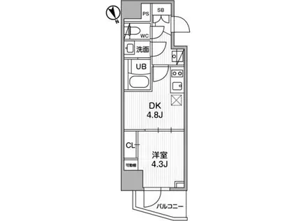 シーフォルム江戸川橋(1DK/5階)の間取り写真