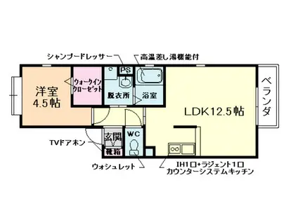 レア カ ハレ(1LDK/1階)の間取り写真