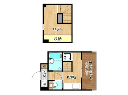 ステップ1(1K/4階)の間取り写真