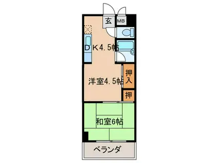 寺田ガーデンハイツ2番館(2DK/4階)の間取り写真