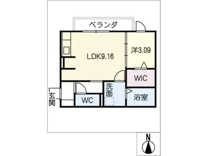 RIQUEZA黒野II(1LDK/3階)の間取り写真