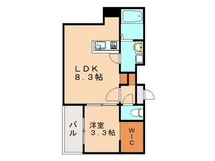 クロノ戸畑II(1LDK/2階)の間取り写真