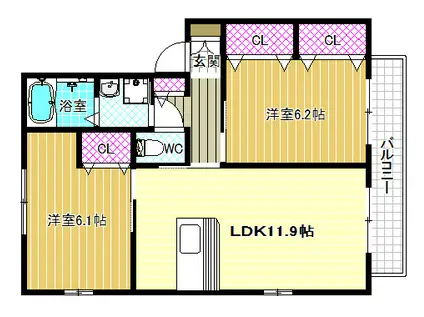 ファミネス(2LDK/1階)の間取り写真