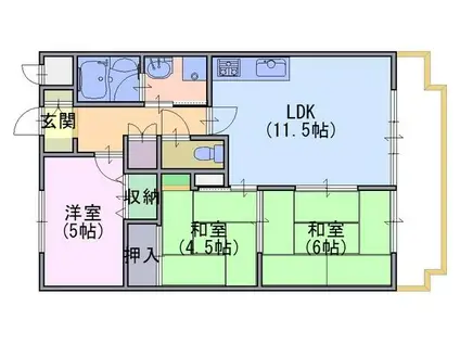 ライオンズマンション桂川久世(3LDK/4階)の間取り写真