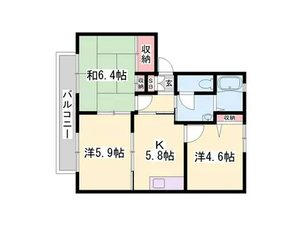 ディアス21 B棟(3K/2階)の間取り写真