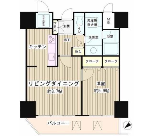 トレステージ目黒(1LDK/12階)の間取り写真