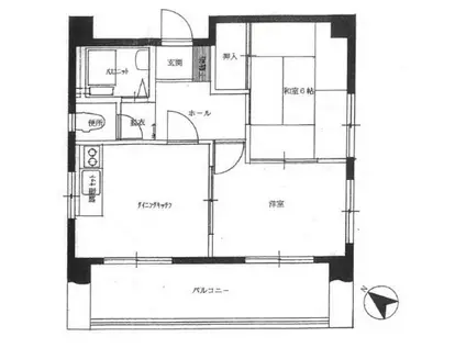 グレース水天宮(2DK/6階)の間取り写真