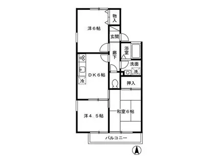 ニューグランドール(3DK/1階)の間取り写真