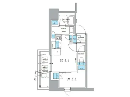 LEFOND PROGRES上野御徒町(1DK/8階)の間取り写真