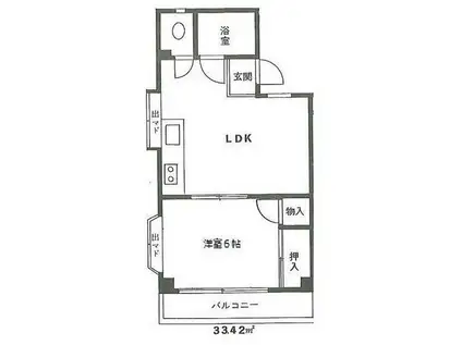 エクセルフミ(1DK/3階)の間取り写真