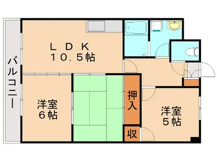 スカール上上津役(3LDK/2階)の間取り写真