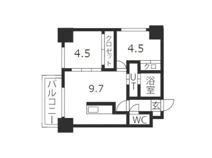 プライマル札幌琴似(2LDK/9階)の間取り写真