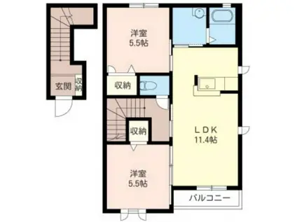 マーブルII(2LDK/2階)の間取り写真