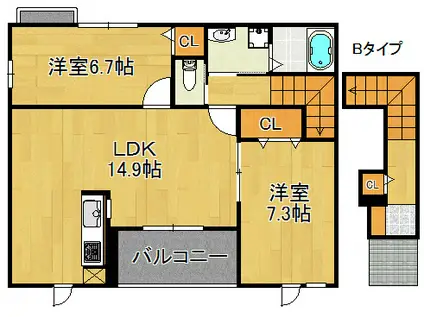 ノイハウスA(2LDK/2階)の間取り写真