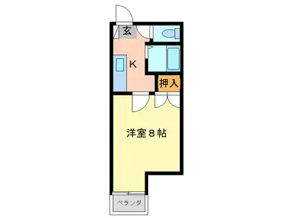 381コーポラス(1K/3階)の間取り写真