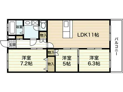ルネス武田(3LDK/2階)の間取り写真