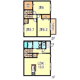 ハピネスコートII(3LDK/1階)の間取り写真