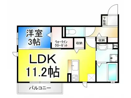 J-ROOM妃 参番館 東之門(1LDK/1階)の間取り写真