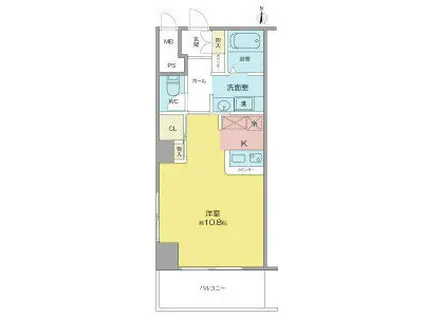 鶴舞ガーデンコート(ワンルーム/1階)の間取り写真