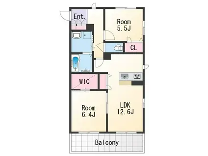 ベレオ BRILLIANT(2LDK/2階)の間取り写真