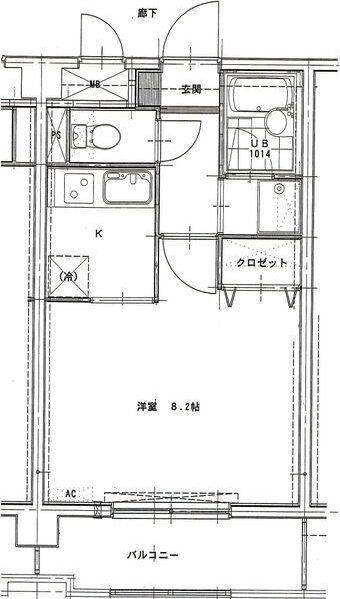HERS銀杏町(1K/3階)の間取り写真
