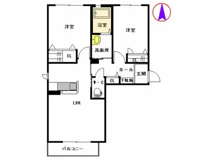 マリーフランソワーズ (2LDK/2階)の間取り写真