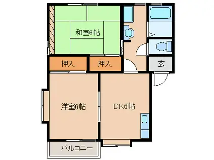 ファミールF(2DK/2階)の間取り写真