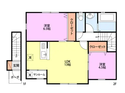 KACC213亀田(2LDK/2階)の間取り写真
