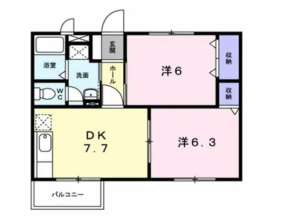 エスポワールA(2DK/2階)の間取り写真