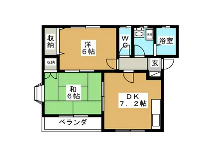 レグルスII(2DK/1階)の間取り写真