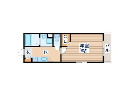 ラヴィータ原町(1K/1階)の間取り写真