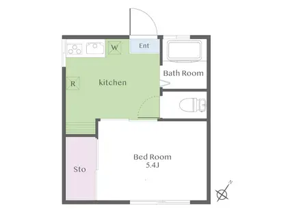 ヴィラ用賀(1K/1階)の間取り写真