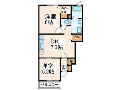 ガーデンハウスS・K II(2DK/1階)の間取り写真