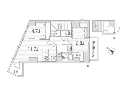 GRANDUO世田谷(2LDK/6階)の間取り写真