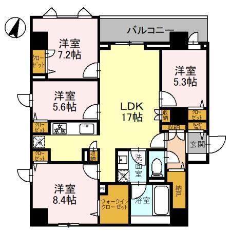 MINNAGENKI夙川公園(4LDK/4階)の間取り写真
