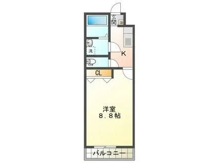 TOP HOUSE羽津II(1K/1階)の間取り写真