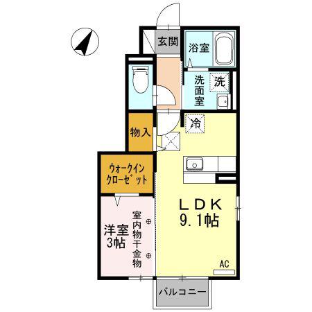 ラフィーネ・ビジュB(1LDK/1階)の間取り写真