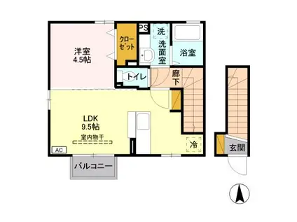 ヴェルドミール・ドゥ A 202(1LDK/2階)の間取り写真