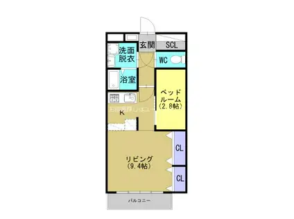 浅面ビル(1SK/3階)の間取り写真
