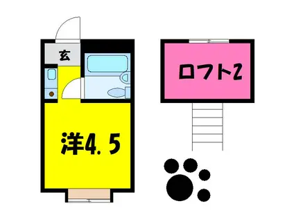 いちご畑(ワンルーム/2階)の間取り写真