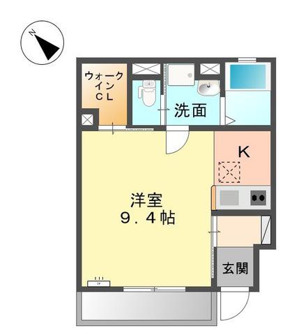 カワセミ(1K/1階)の間取り写真