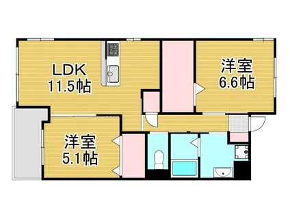 PRESTIGE DEL 西海岸(2LDK/4階)の間取り写真