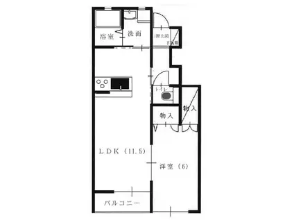 カーサ・パーチェ 北棟(1LDK/1階)の間取り写真