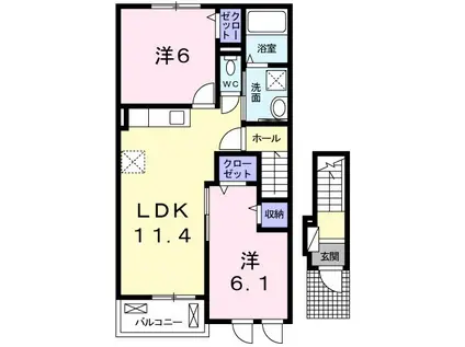 サンリットヒルII(2LDK/2階)の間取り写真