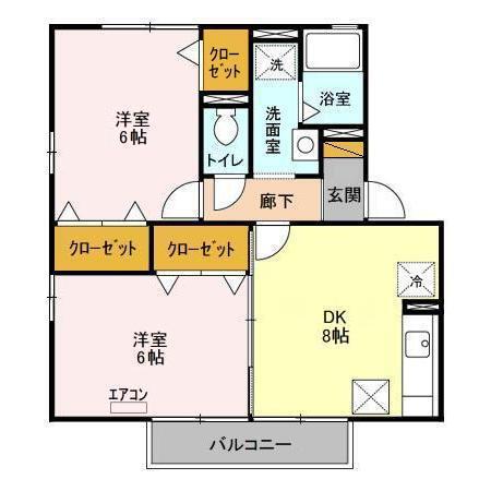 リビングタウン松代ABCDE(2DK/1階)の間取り写真