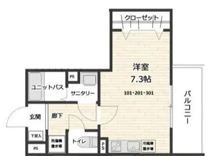 イクシオ石神井台(ワンルーム/1階)の間取り写真