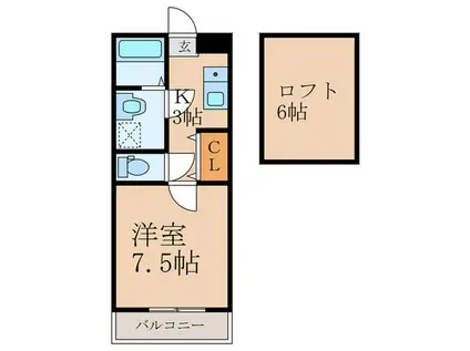 アテッサ九工大前(1K/2階)の間取り写真