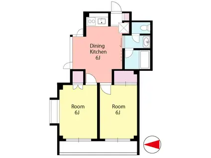 フォーエイトマンション(2DK/2階)の間取り写真