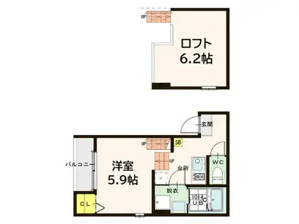 STAGE宮千代(1K/2階)の間取り写真
